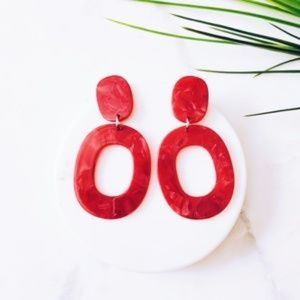 *HOST PICK* LARGE Red Acrylic Dangle Earrings NWT